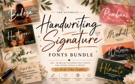 Handwriting Signature Fonts Bundle Feature Image