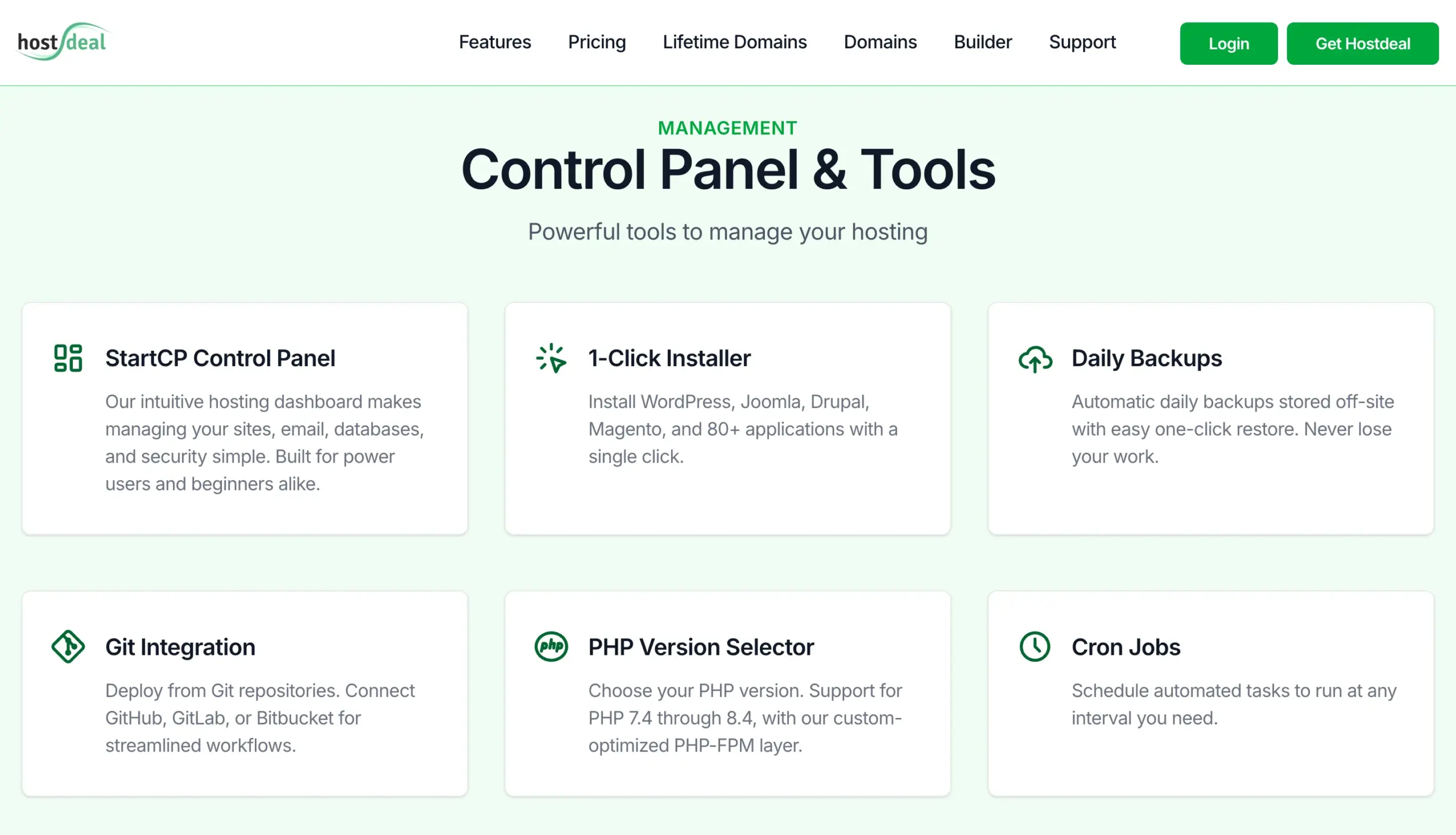 Take full control of your site with daily backups, PHP version selectors, and Git integration.