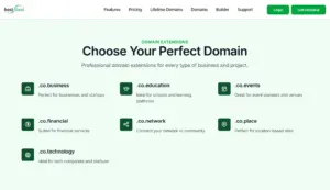Specialized domain extension choices available with the Hostdeal web hosting solution.