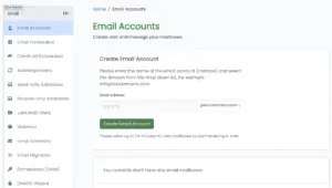 Email mailbox creation dashboard within Hostdeal web hosting solution.