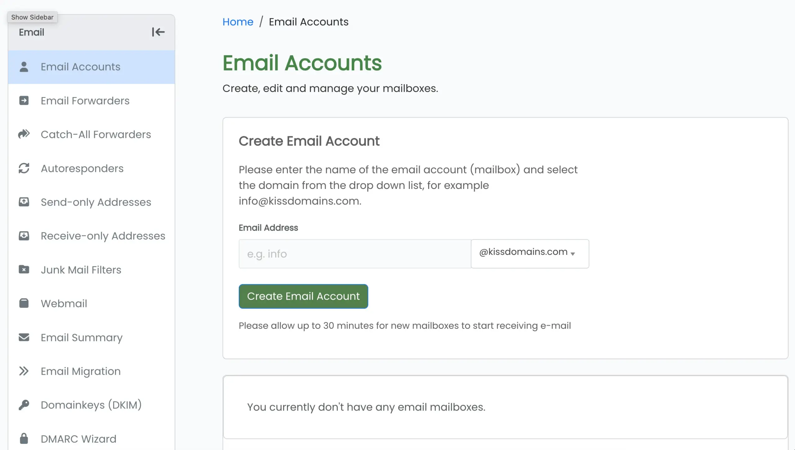 Easily create, edit, and manage custom business mailboxes directly from your interface.
