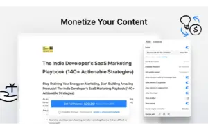 Buildin content page with paid subscription and sharing settings.