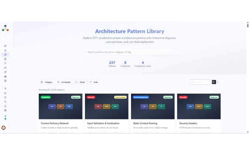Start faster with 240+ ready-to-use architecture patterns.