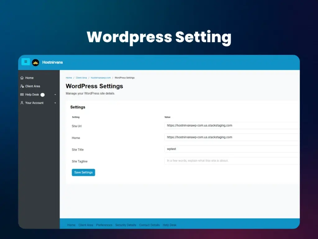 Edit Key WordPress Settings using HostNirvana Fast WordPress Hosting