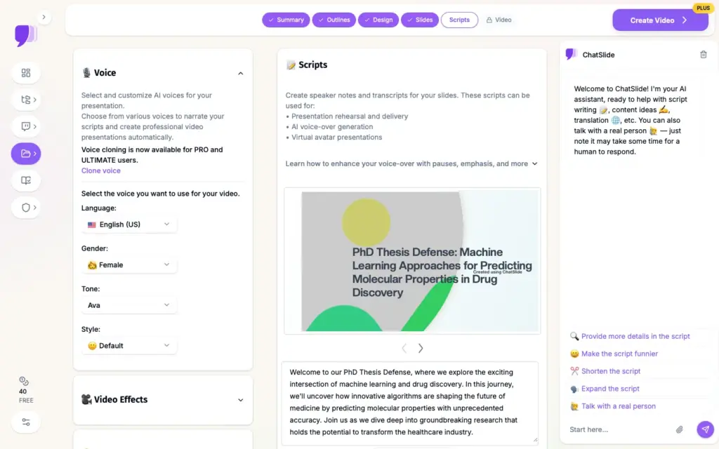 Access AI Voices With ChatSlide AI Presentation Maker