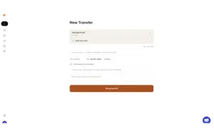 New transfer configuration panel on TrunkTransfer online file sharing platform.