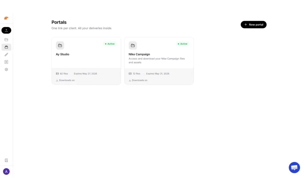 Organize multiple deliveries into client-specific portals for clean, organized asset sharing.