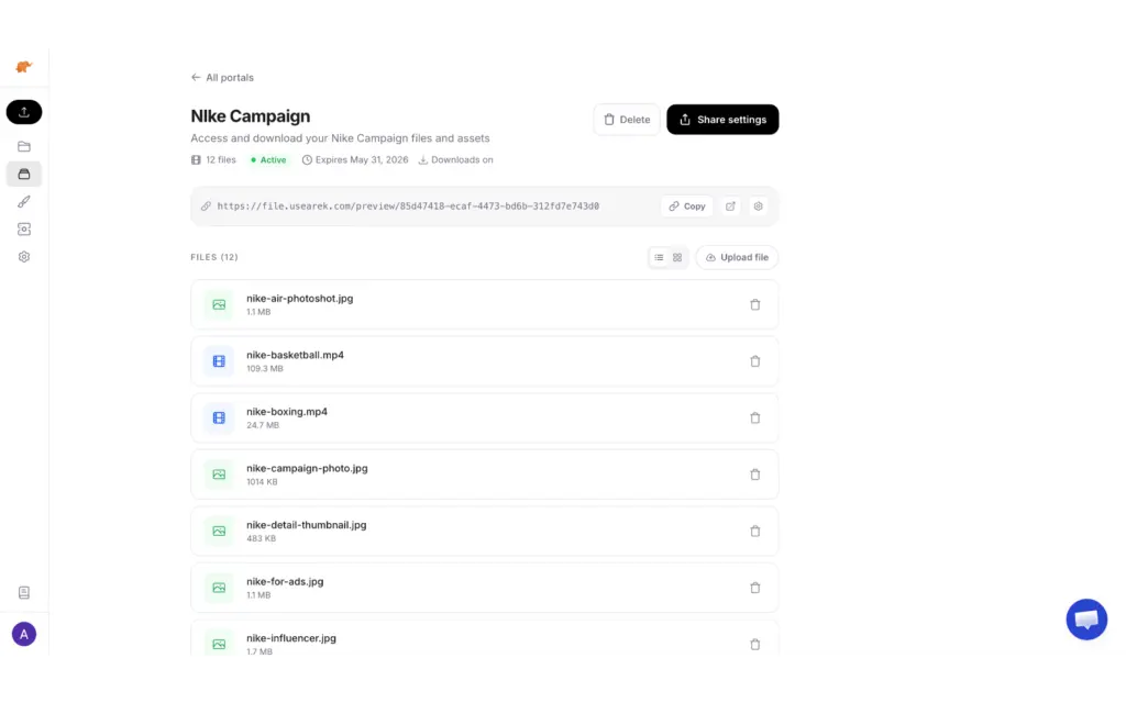 Give clients a streamlined view of shared videos, images, and documents in one dedicated location.