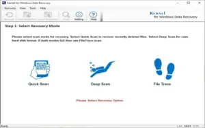 Select Recovery Modes in Kernel Windows Data Recovery Software