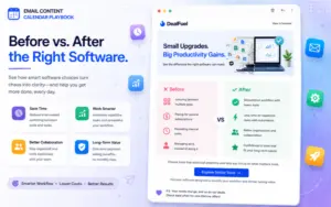 Preview of a case study email comparing workflows before and after using the right software solution.