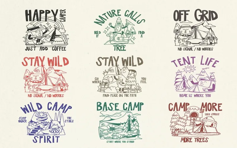 Capture the spirit of camping with vintage artwork.