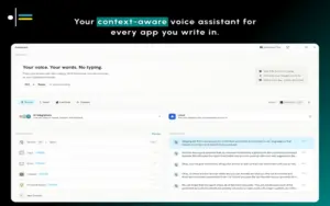 Main app dashboard interface and context settings in Contextli Speech to Text App.