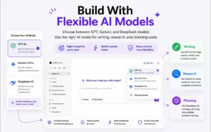 Switch between GPT, Gemini and DeepSeek AI models for writing, research and planning in Buildin