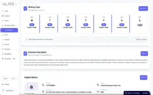 Halper AI business profile and service management page