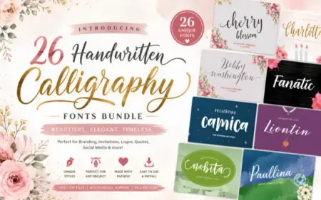 Handwritten Calligraphy Fonts Bundle Feature Image