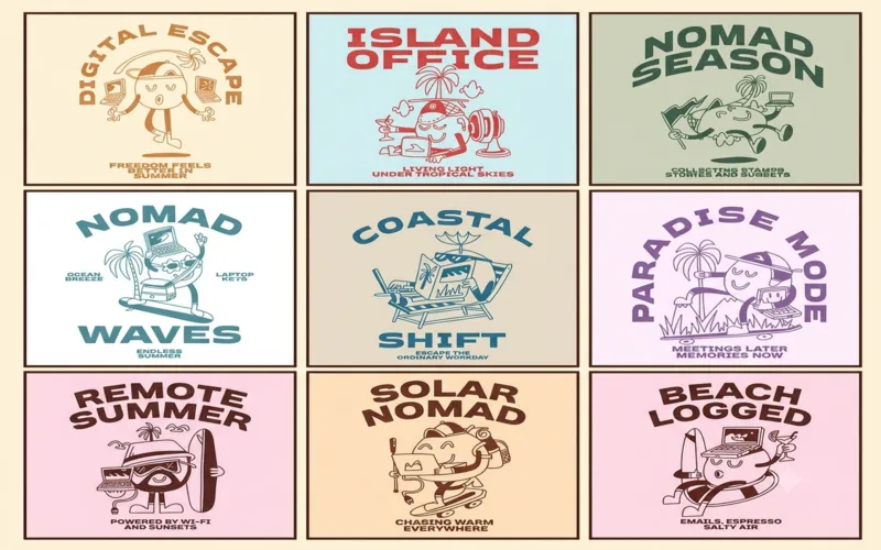 Celebrate work-from-anywhere with vintage summer art.