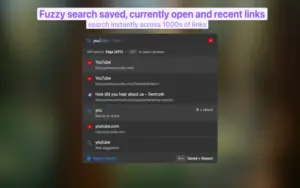 Fast fuzzy search interface across links in SupaSidebar Sidebar App for mac.