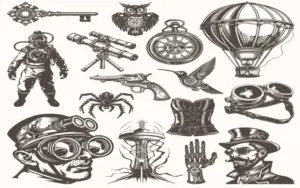 This is a collection of mechanical retro elements from the Free Steampunk Vectors Bundle.