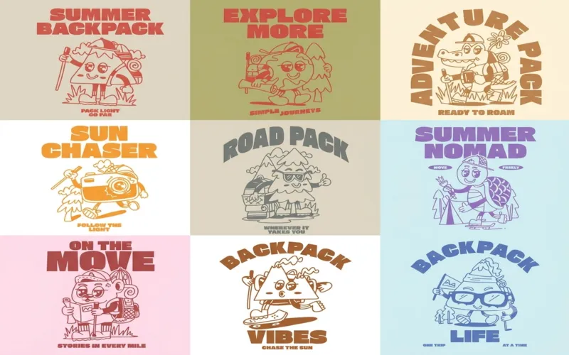 Design outdoor adventures with backpack-inspired artwork.