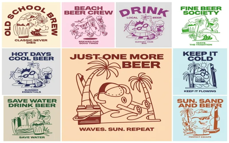 Cheers to summer with vintage beer-themed graphics.