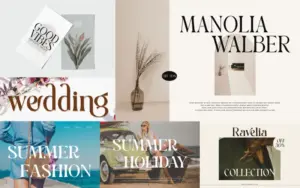 This is a beach lifestyle and wedding brand slide of the 30+ branding fonts bundle.