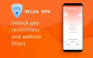 BelkaVPN app screen highlighting secure access to geo-restricted websites and streaming services.