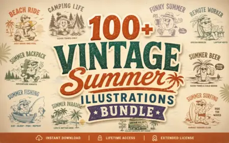 Vintage Summer Illustrations Bundle Feature Image