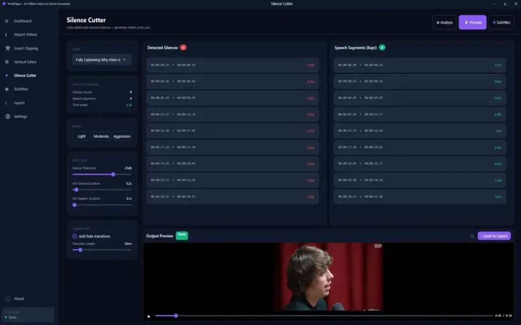 ViralClippr AI Silence Cutter