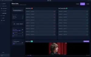 ViralClippr Silence Cutter panel removing pauses for jump cuts.