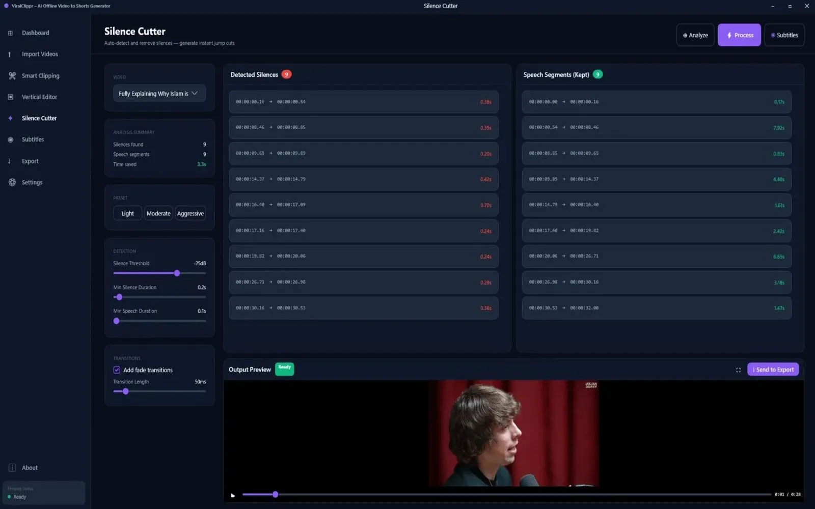 ViralClippr AI Silence Cutter