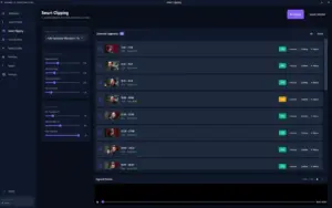 ViralClippr Smart Clipping interface automatically detecting video segments.