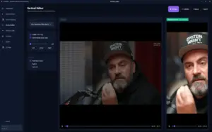 ViralClippr 9:16 vertical editor with AI face tracking preview.
