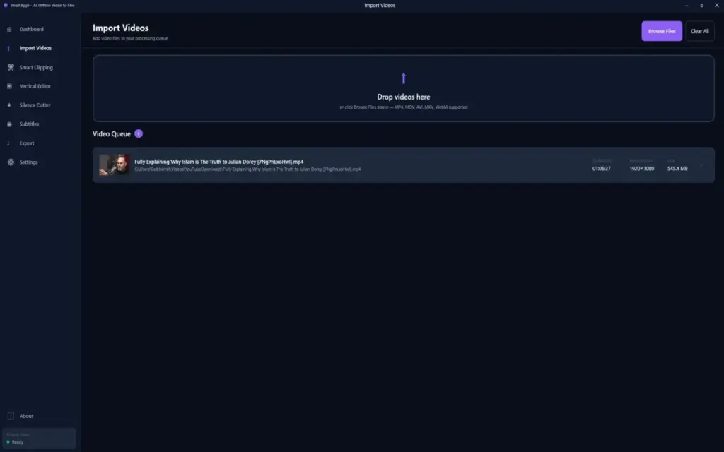 ViralClippr Video Queue and Batch Export
