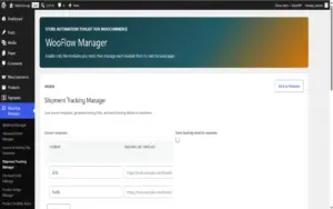 Shipping courier template setup in the WooFlow Manager WooCommerce Automation Plugin.