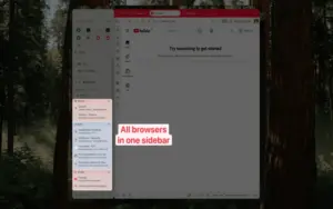 All browsers organized in one panel in SupaSidebar Sidebar App for mac.