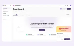 This is the capture first screen dashboard of Glooin Screen Recorder Extension for Chrome.