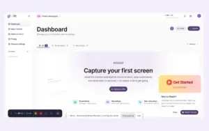 This is the live recording controls of Glooin Screen Recorder Extension for Chrome.