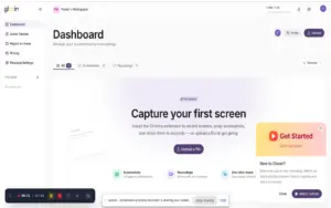 This is the live recording controls of Glooin Screen Recorder Extension for Chrome.