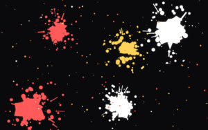 Free Photoshop splatter brushes preview in warm coral and gold