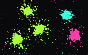 Free Photoshop splatter brushes preview in neon pink and green