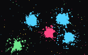 Free Photoshop splatter brushes preview in vivid rainbow colours