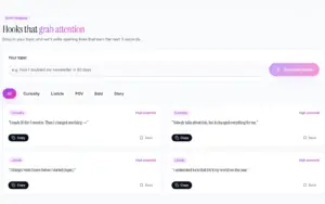 Generate Hooks and hashtags using CaptionAI AI Social Media Assistant