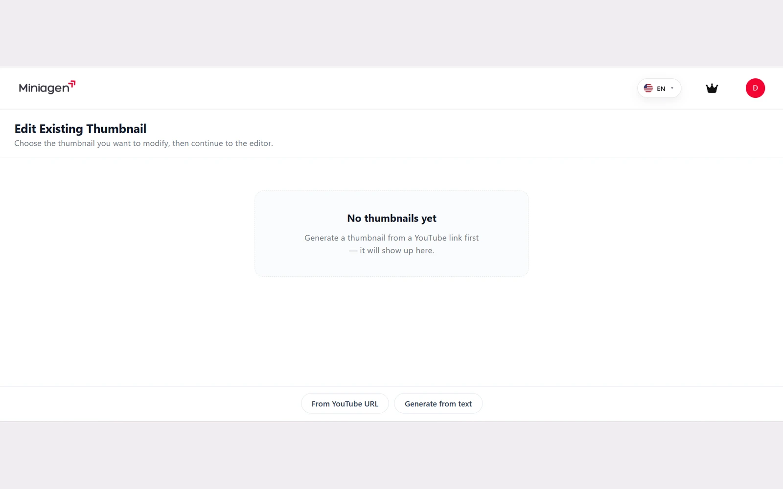 Choose an existing thumbnail and refine it with AI before publishing.