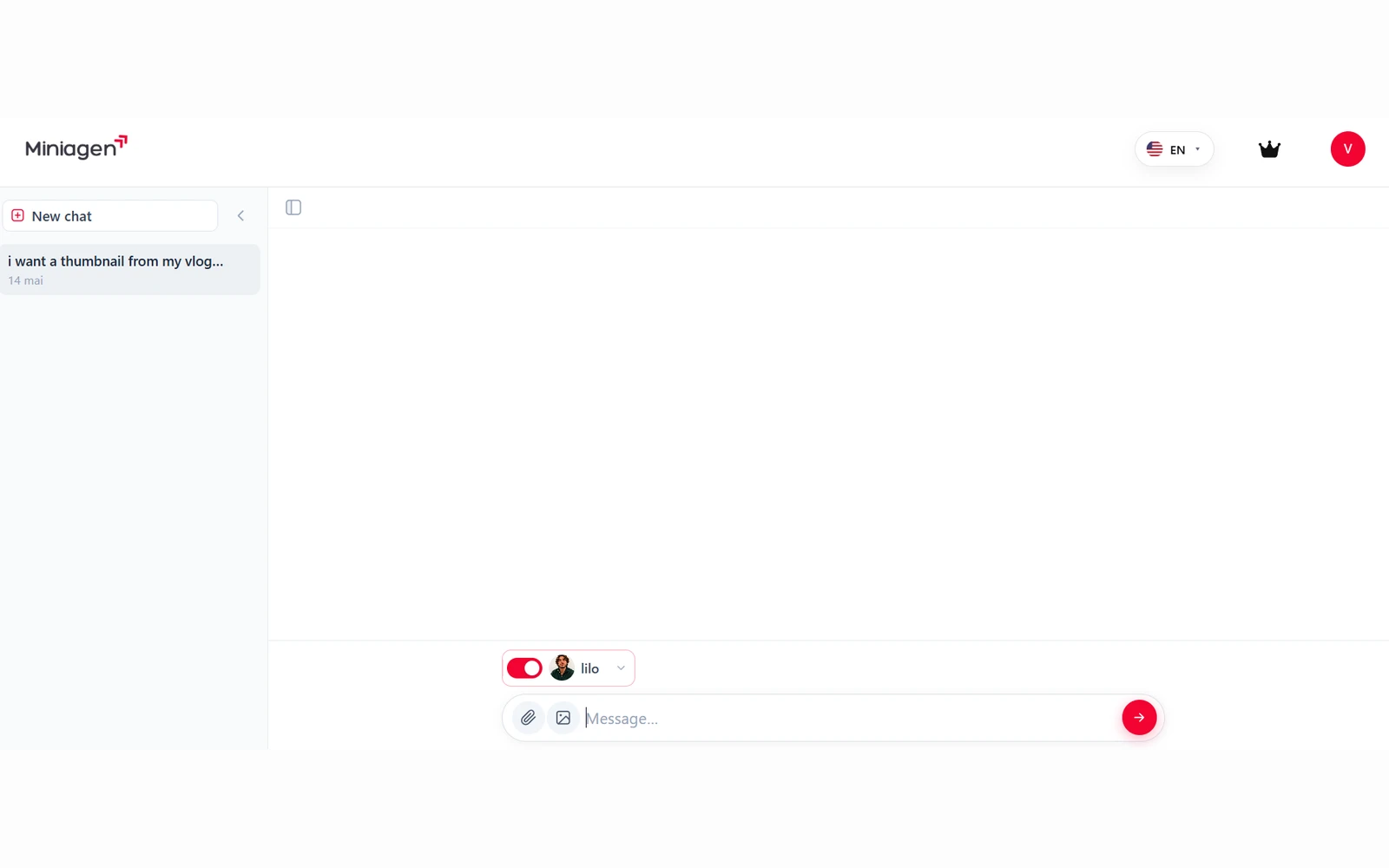 Chat with the AI avatar to generate polished thumbnails faster.