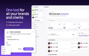 PosteAhora dashboard for managing multiple brands and social accounts