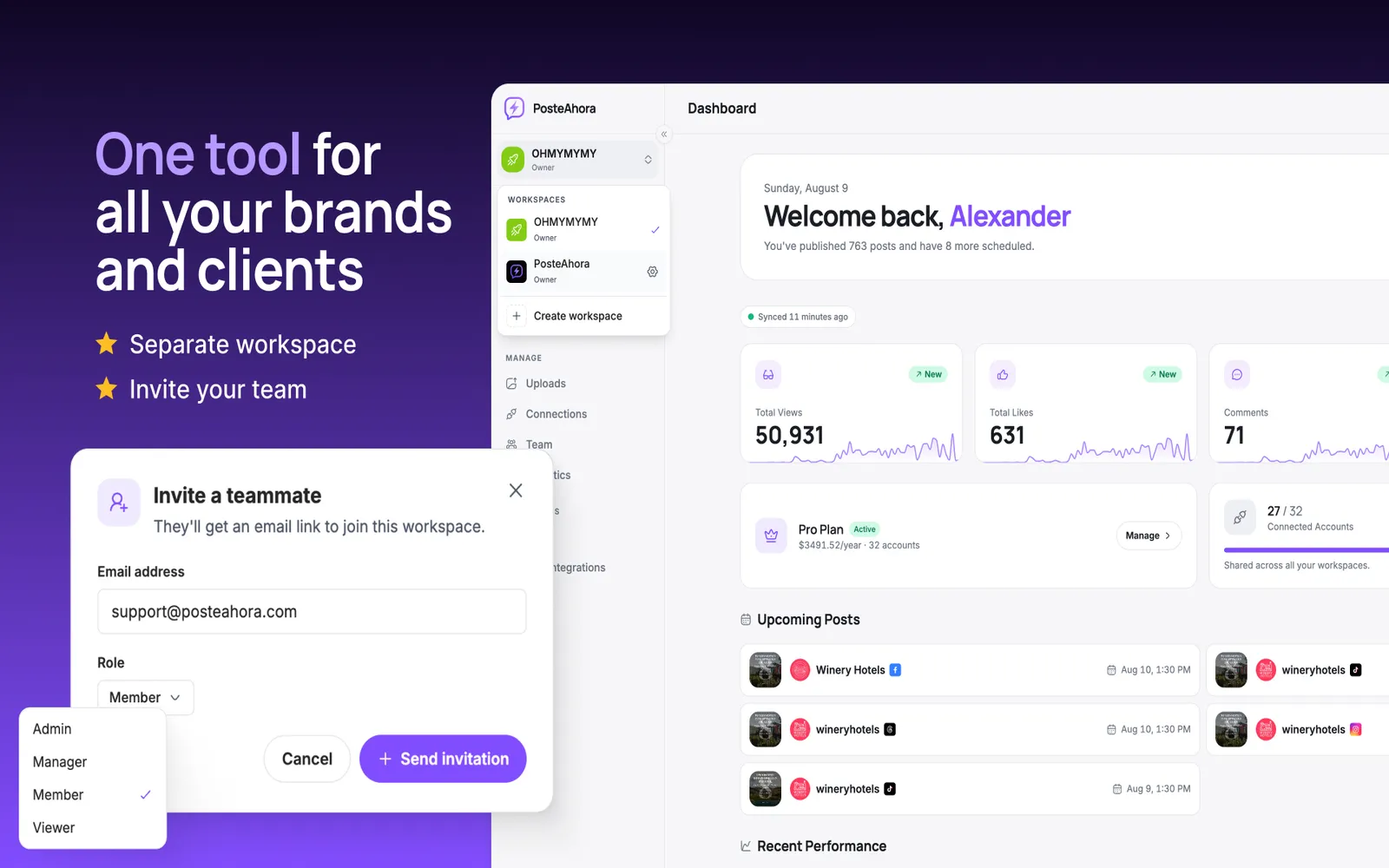 Manage multiple brands and clients from one dashboard.