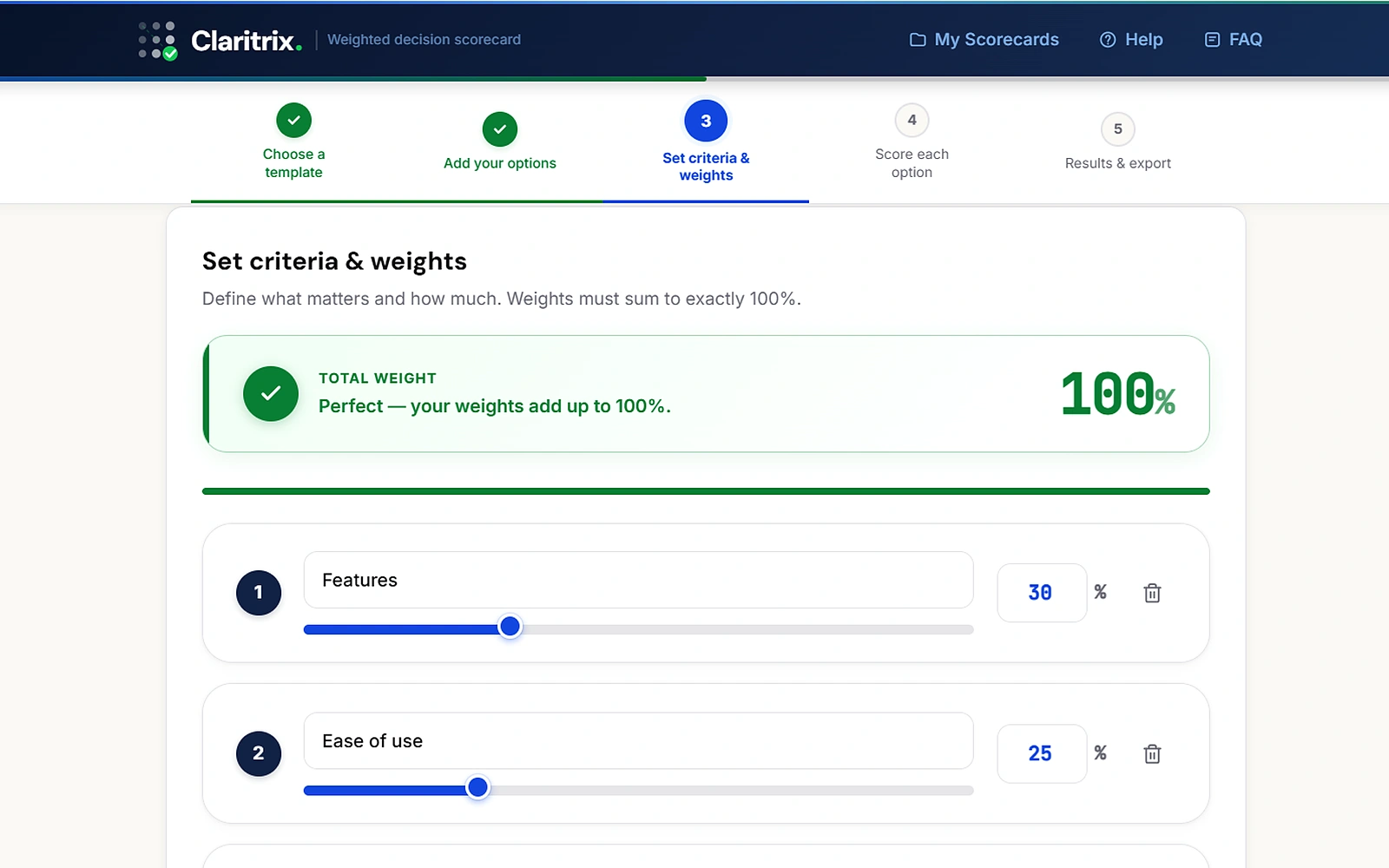 Set-criteria-weights