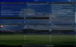 Zoku workspace displaying multiple AI coding agents running simultaneously in parallel tiles.