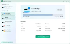 Start file recovery with Magic Data Recovery Windows file Recovery Software