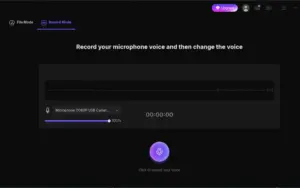 Record your microphone audio and transform your voice with VoiceWave real-time AI voice changer